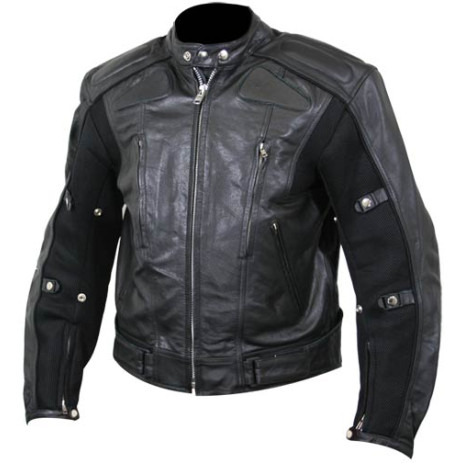 Defiant Men's Black Padded Biker Jacket with Mesh